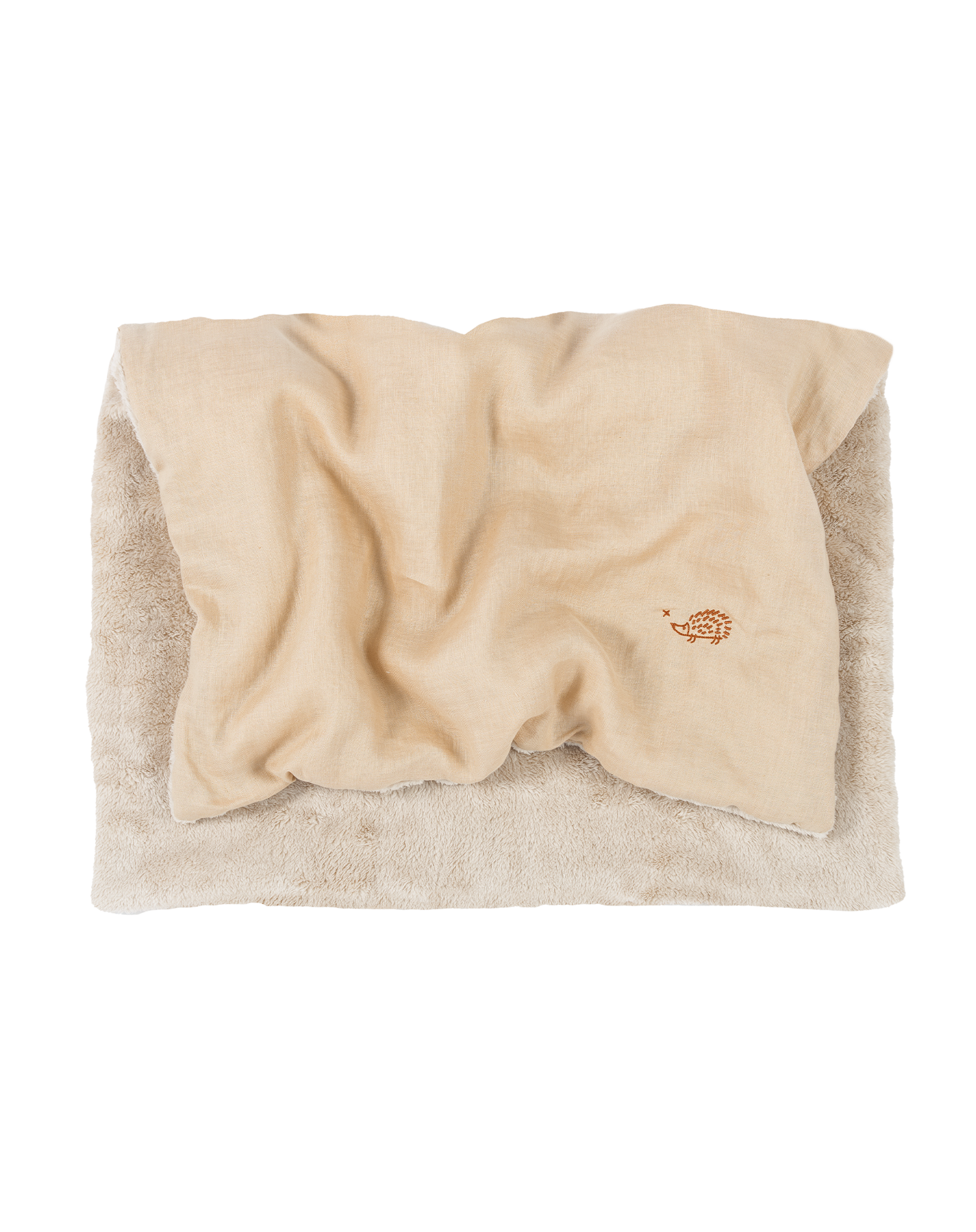 Couverture d'hiver brodée l1n0 en lin français | Beige