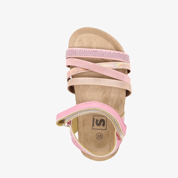 Meisjes bio sandalen met roze metallic details