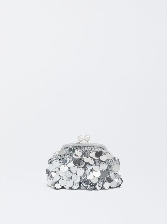 Bolsa de festa com lantejoulas - Prateada