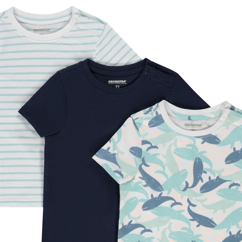 Lot de 3 t-shirts en jersey pour bébé garçon - Bleu marine