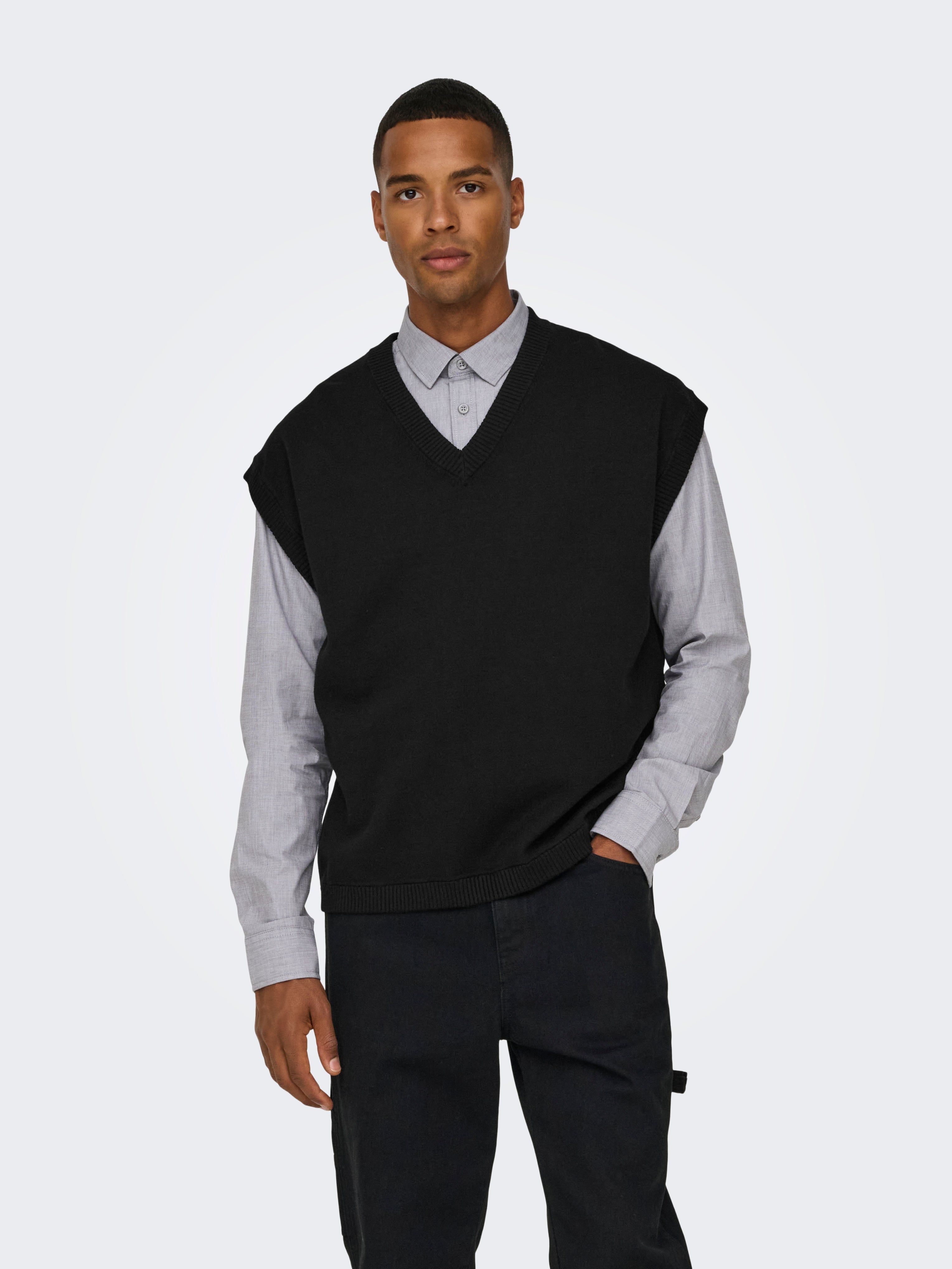 ONSLUSIM Strickweste Black