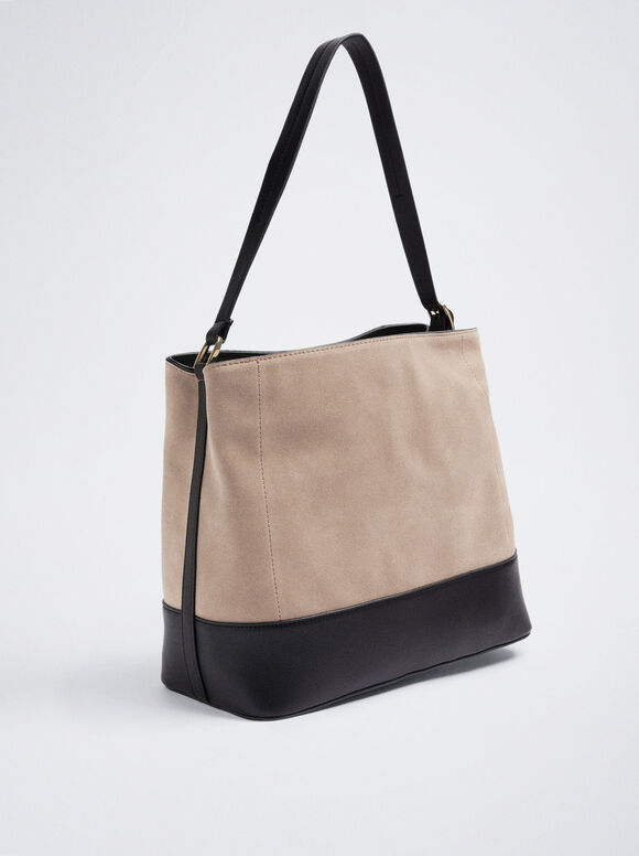Bolsa de ombro em camurça crua
