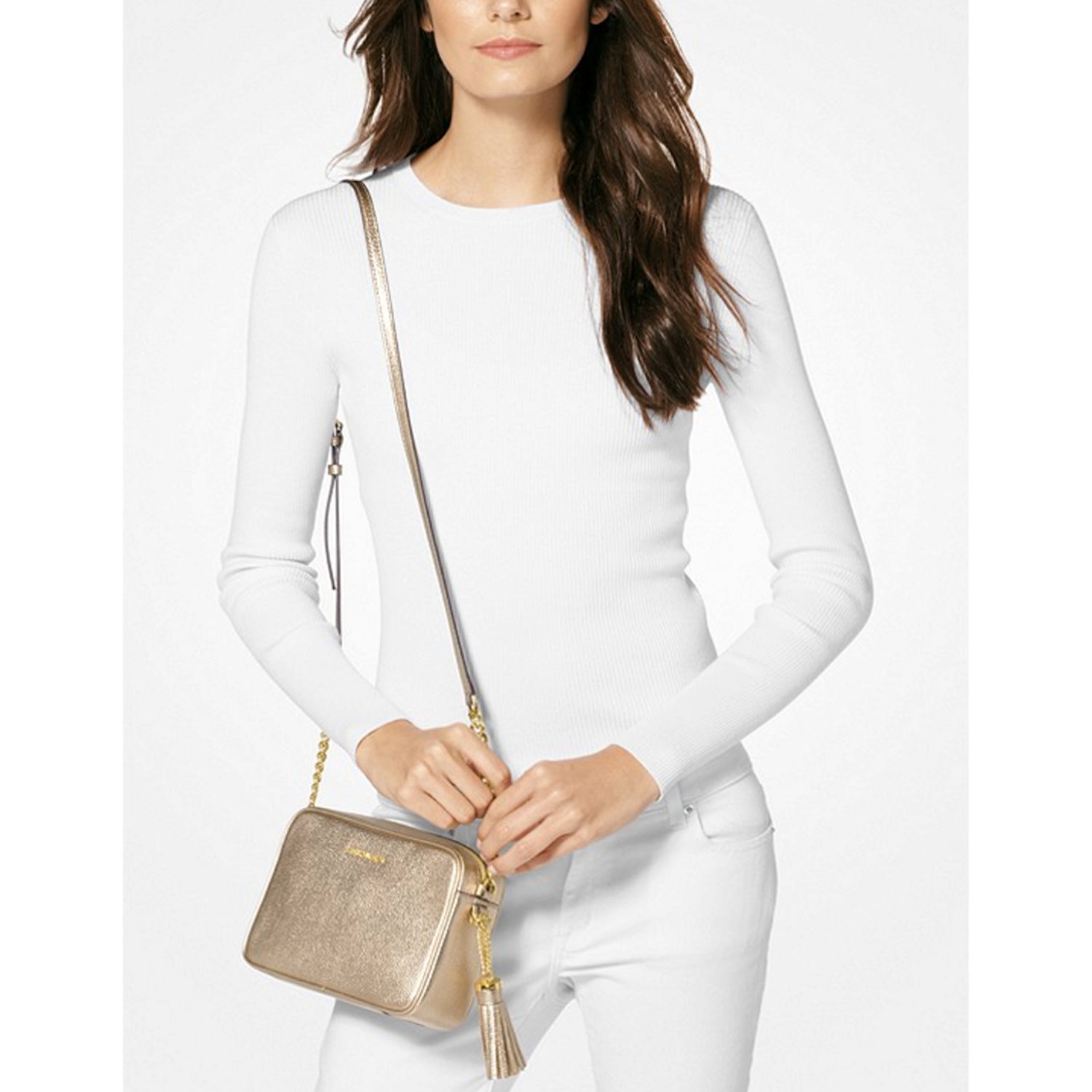 Michael Kors Jet Set Medium Camera Bag pale gold