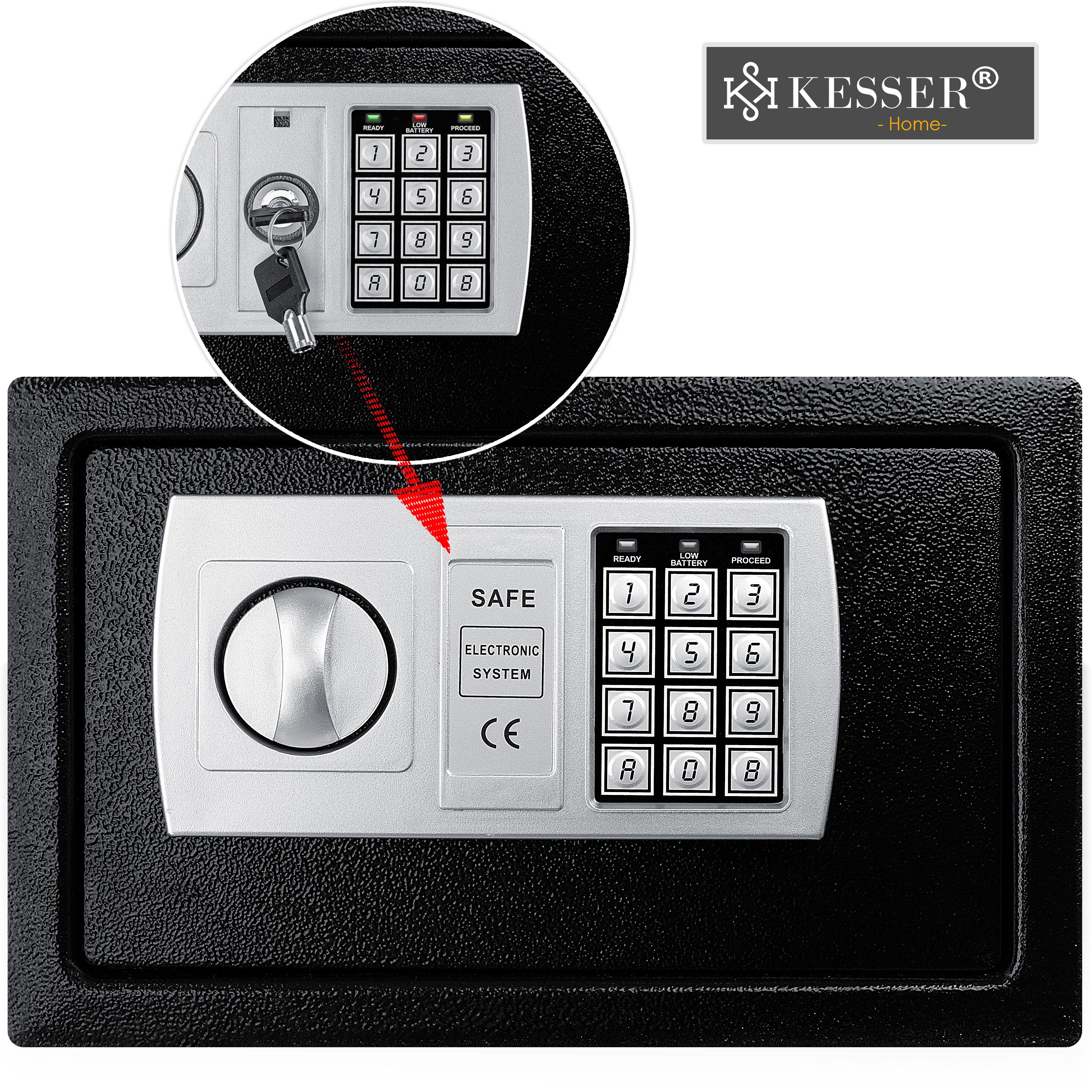 KESSER® Tresor Safe Elektronik-Zahlenschloss 31x20x20cm LED-Anzeige Stahlbolzen