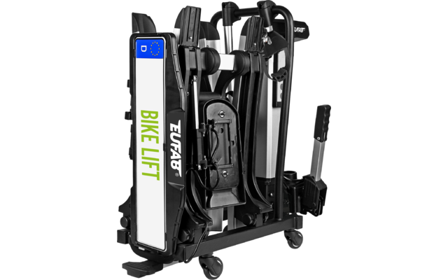 Eufab Bike Lift Fahrradträger für 2 Fahrräder auf der Anhängerkupplung schwarz, E-Bike geeignet