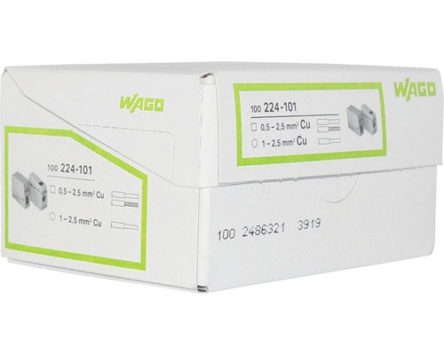 Wago 224-101 Verlichtingsklem 0,5-2,5mm² 100 stuks grijs standaarduitvoering