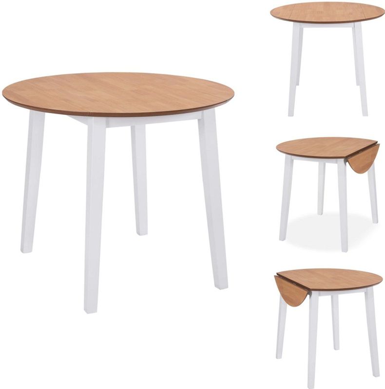 vidaXL - Eettafel - Rond - Wit - MDF - Inklapbaar