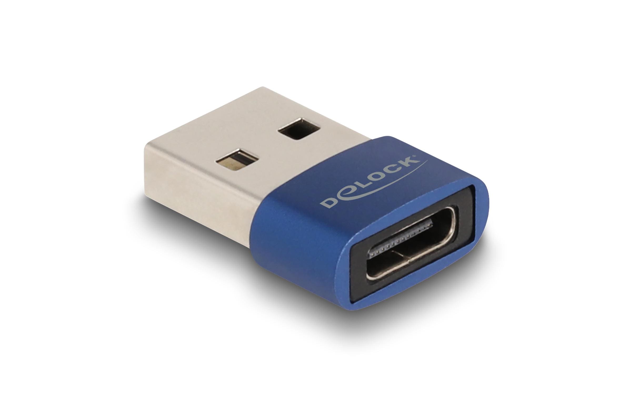USB 2.0 Adapter USB-A Stecker - USB-C BuchseDelock USB 2.0 Adapter USB Typ-A Stecker zu USB Type-C Buchse blau