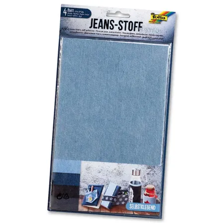 Folia Jeans Stoff selbstklebend, 4 farbig sortiert, ca. 17 x 27 cm