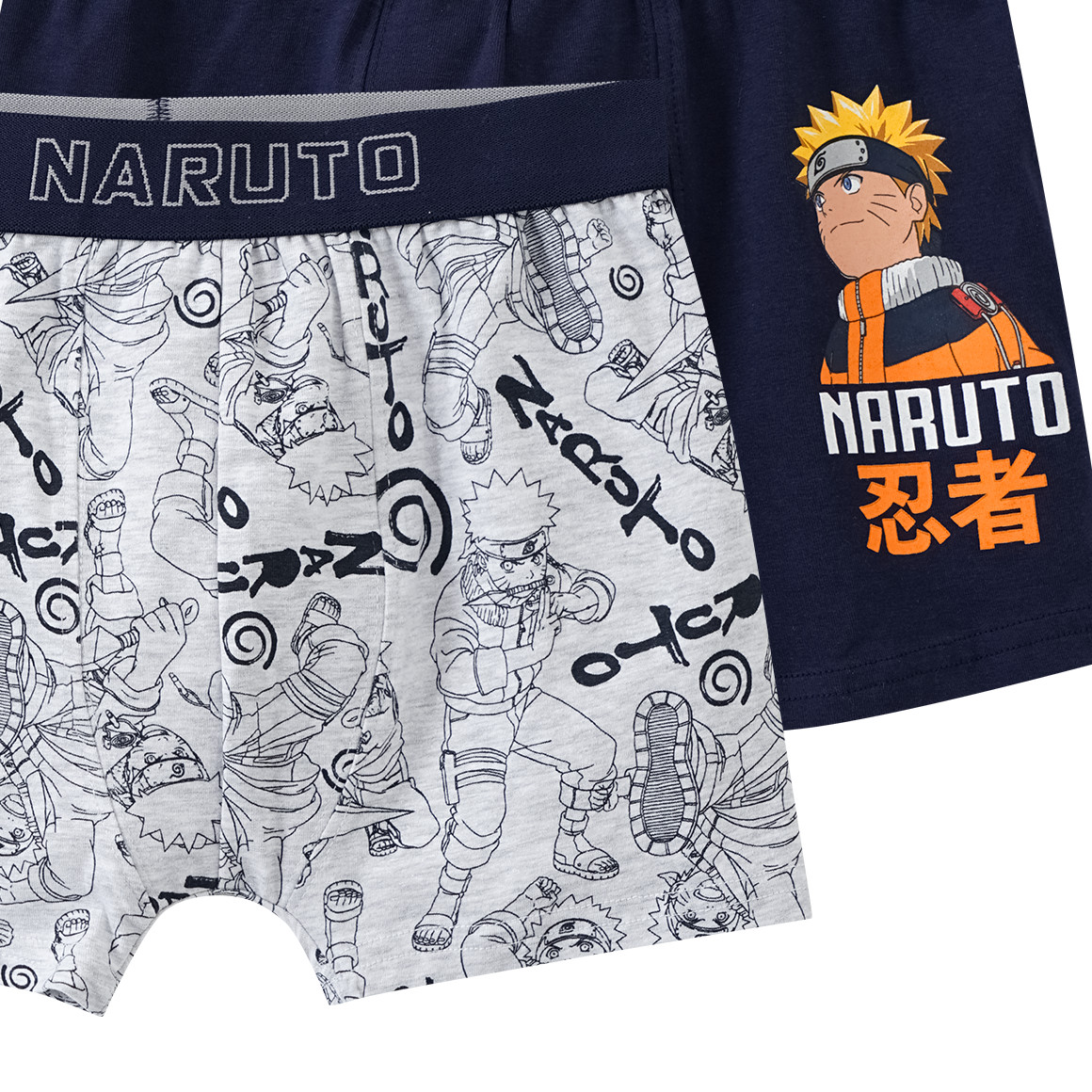 Yigga 2 Naruto Boxer im Set dunkelblau / hellgrau