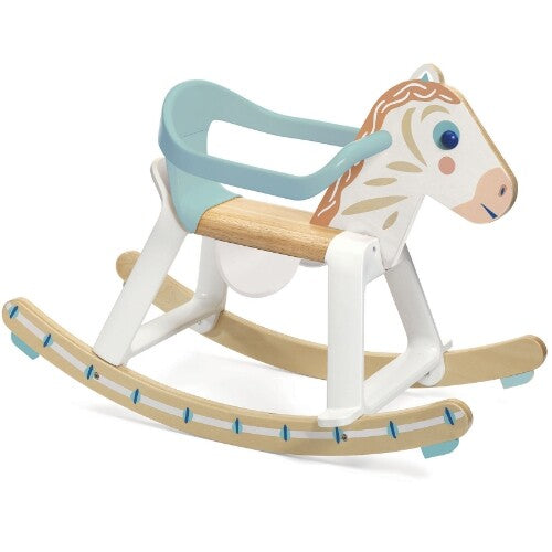 Djeco hobbelpaard met rugsteun pastel