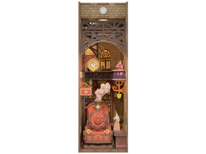 Tonecheer Bausatz Book Nook The Steam Age 3D-Modell aus lasergeschnittenen Holzteilen