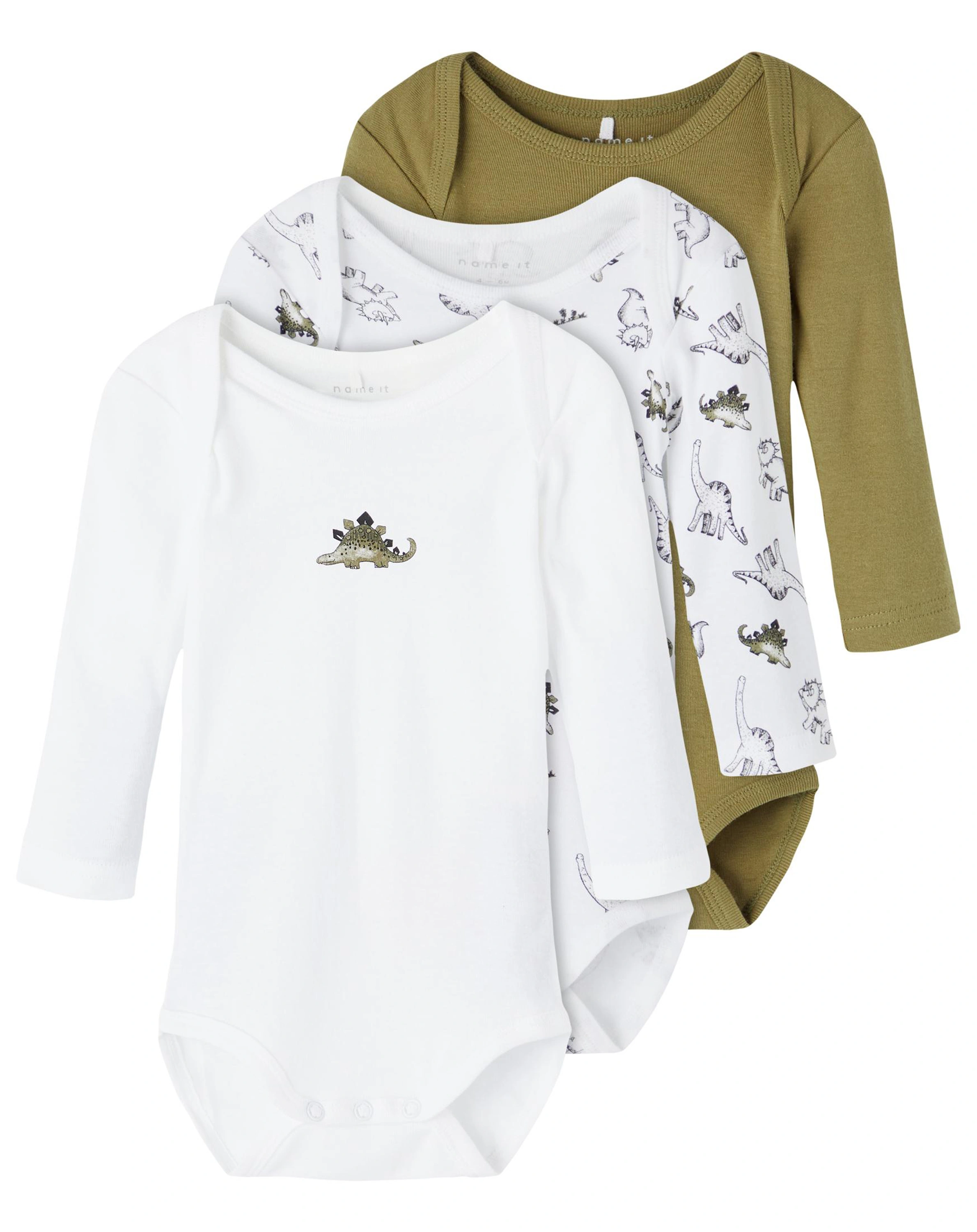 Langarm-Body NBFBODY  DINO 3er-Pack in loden green
