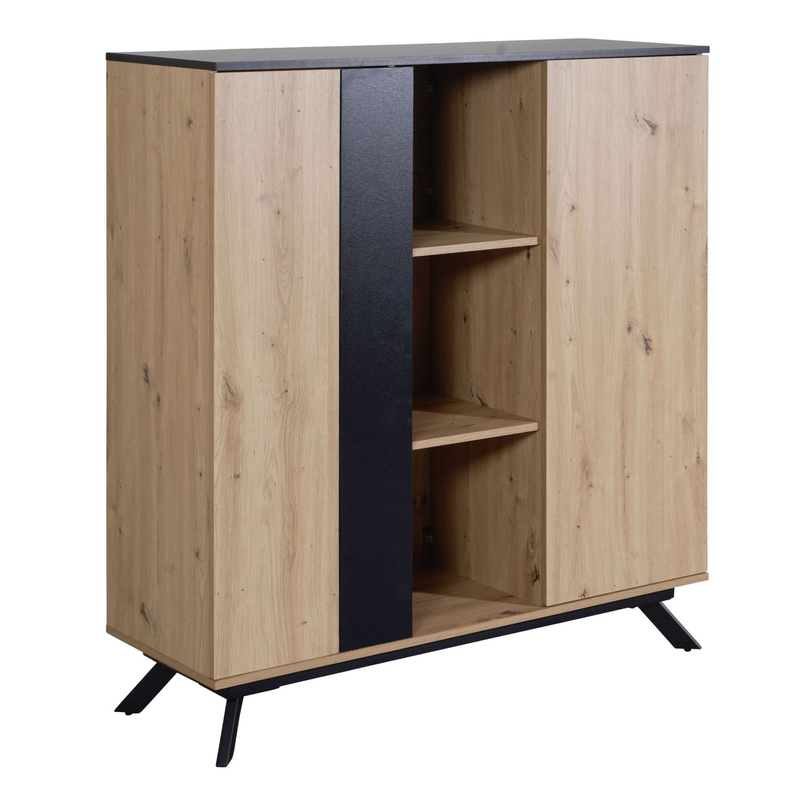 Highboard - Eiche-schwarz - 2 Türen - 110 cm breit
