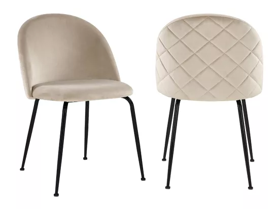 Lot de 2 chaises en velours et acier inoxydable noir - Beige - MELBOURNE