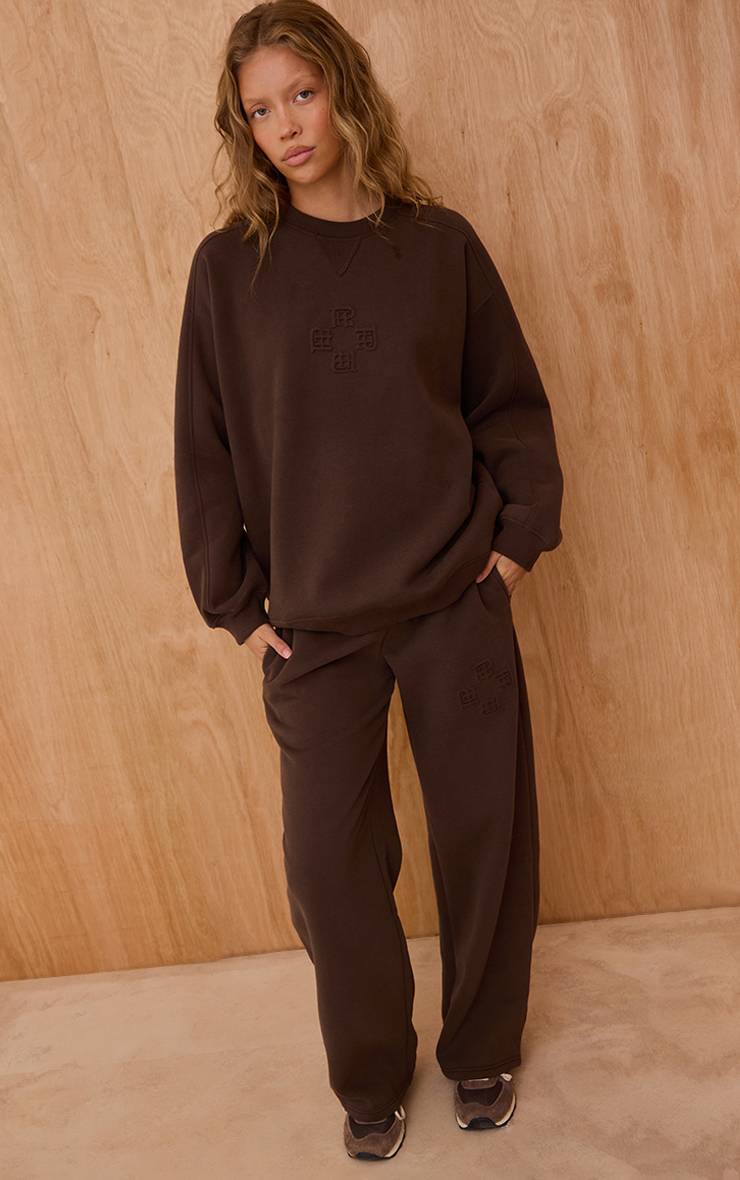 Chocolat Sweat-shirt Col Rond Avec Logo Plt En Relief