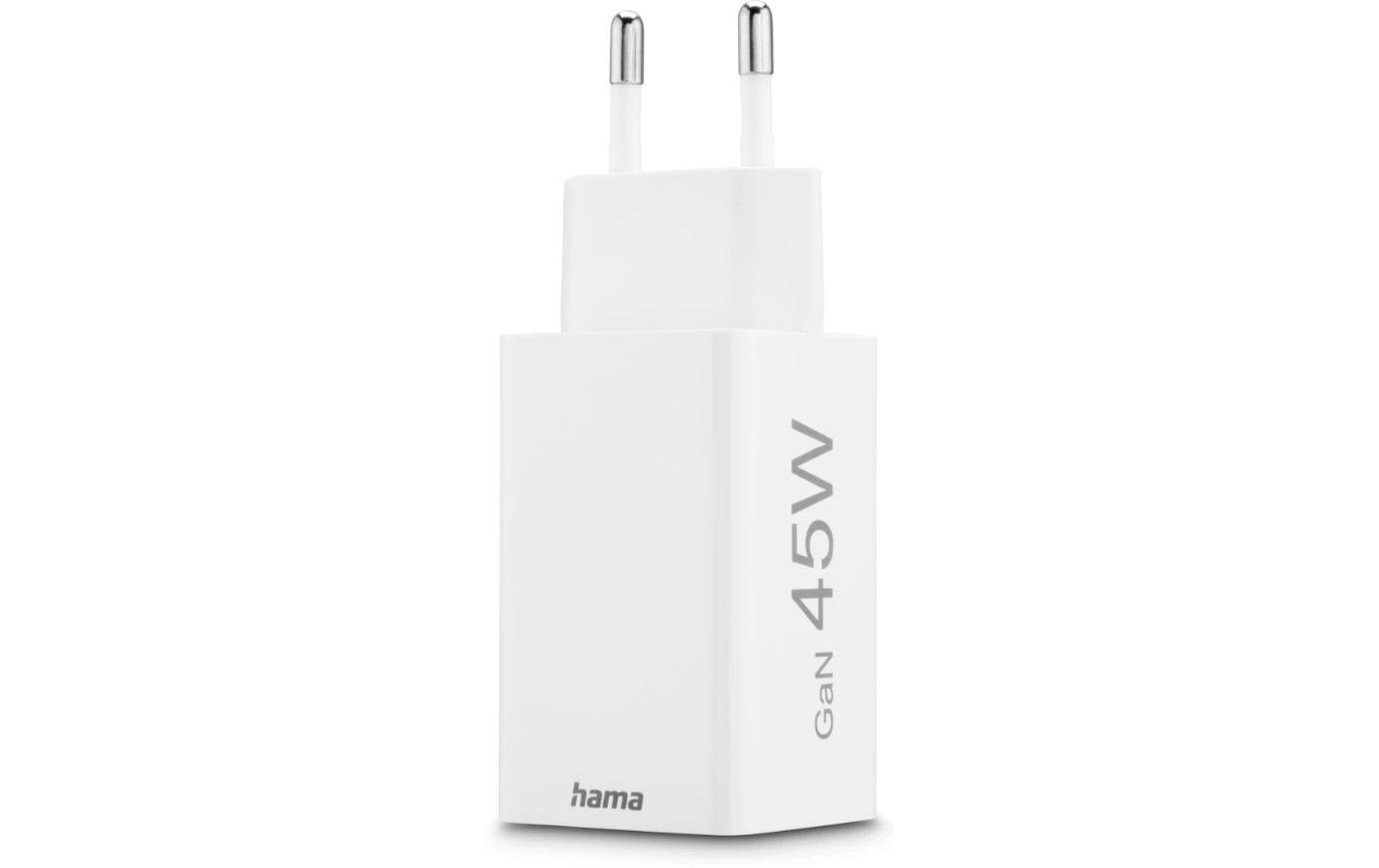 USB-Wandladegerät Gan charger 2x USB-A USB-C 45 W WeissSchnellladegerät mit 1x USB-C und 2x USB-A