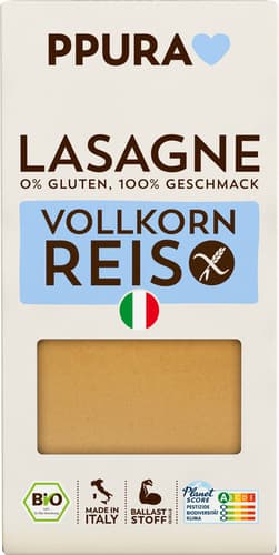 PPURA BIO Lasagne aus Vollkornreis glutenfrei