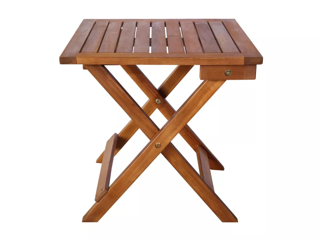 Chaises longues 2 pcs avec table et coussins Acacia solide
