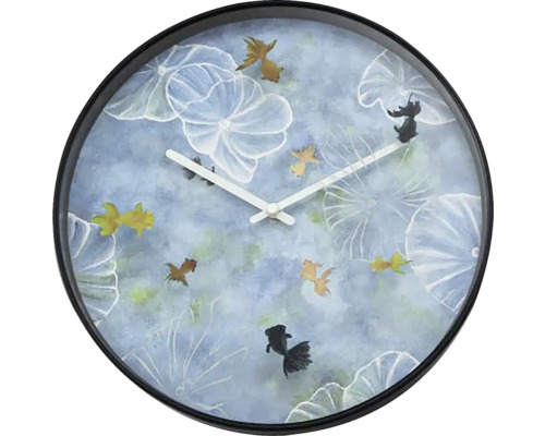 Wandklok, pond, kunststof, blauw, Ø 30 cm