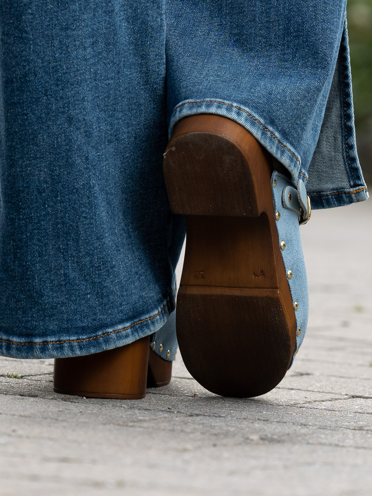 Clogs Suede Leather Lt Blue - Trapes Sko