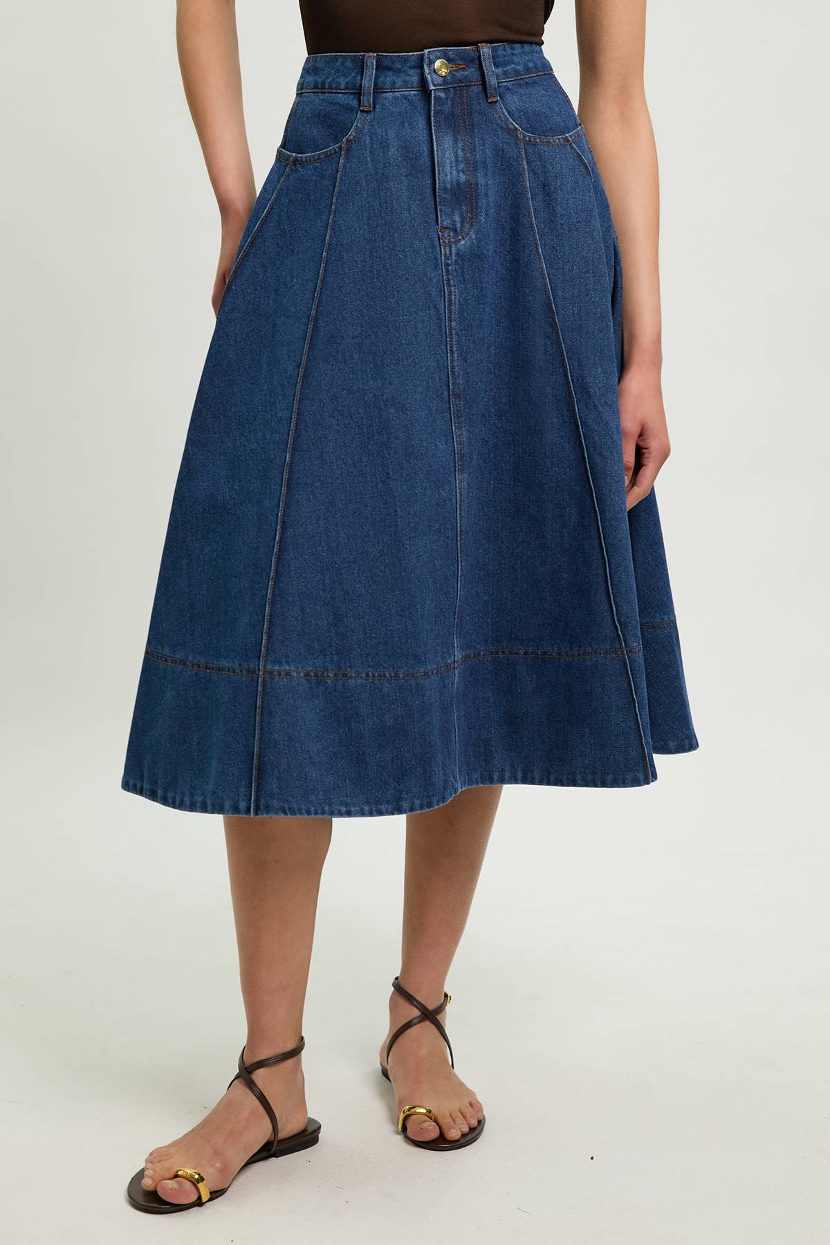 KarenMillen Jupe Midi Évasée En Denim