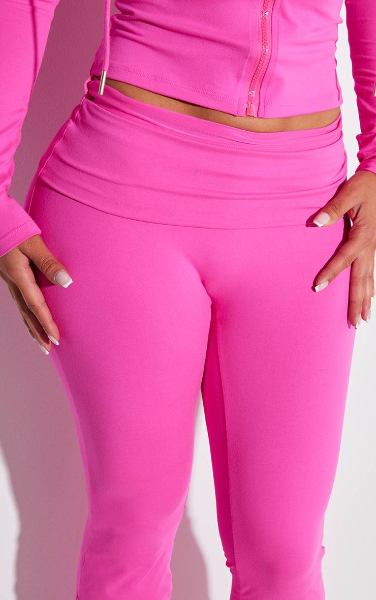 Rose Vif Pantalon Évasé Taille Haute Sculptant À Rabat Shape Stretch