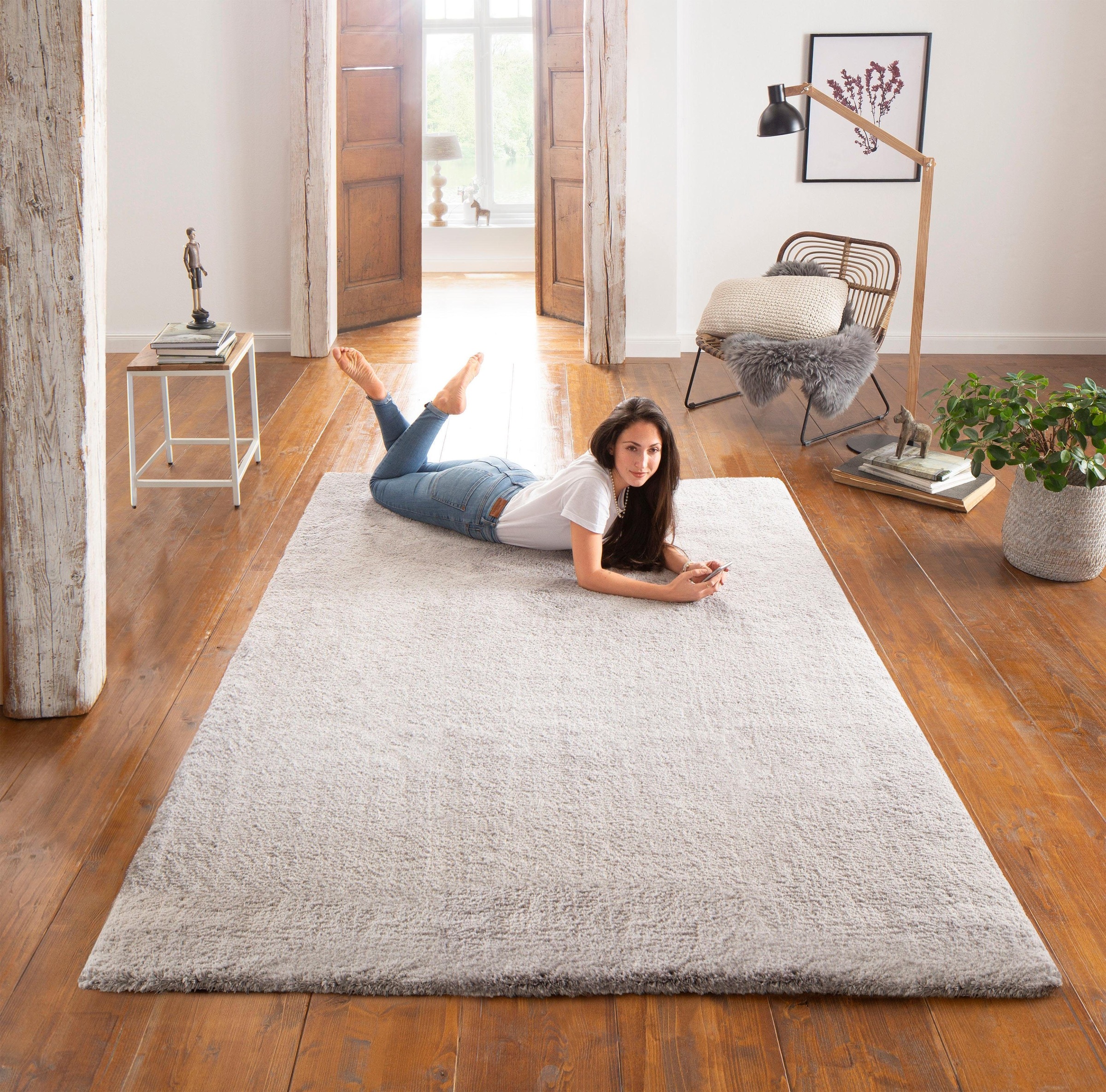 my home Hochflor-Teppich »Microfaser Teppich Magong, besonders weich, sehr feiner Flor« rechteckig 25 mm Höhe uni, Wohnzimmer, Schlafzimmer, Kinderzimmer, auch rund und als Läufer