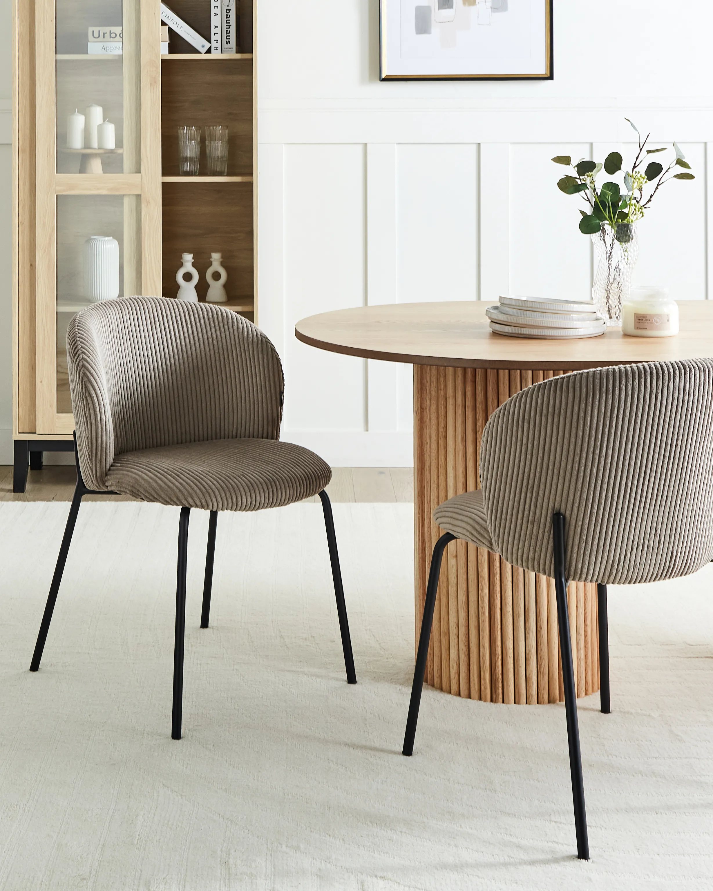 Set van 2 eetkamerstoelen MILES Corduroy Taupe