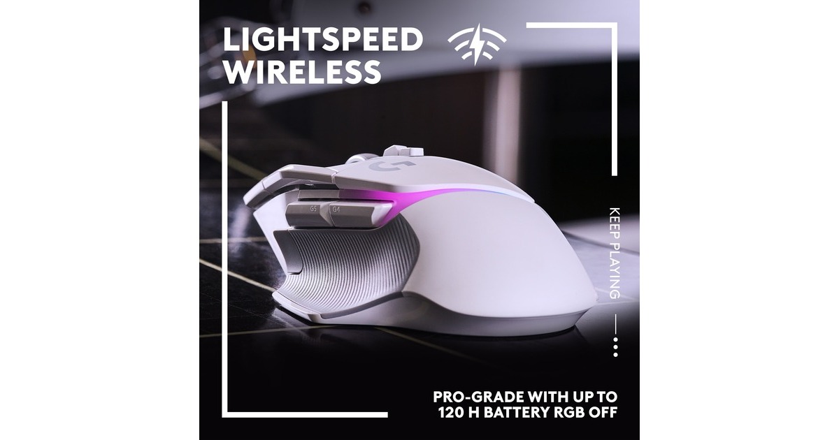 LogitechG502 X PLUS LIGHTSPEED gaming muis  (Wit, 100 - 25.600 dpi, RGB leds)