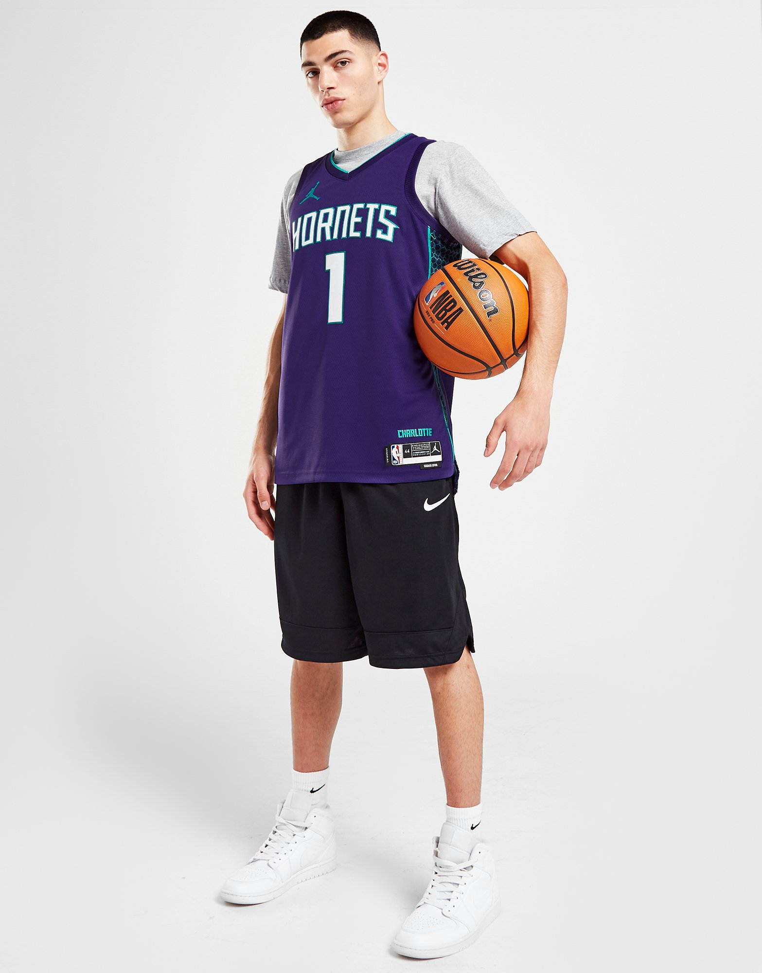Jordan Maillot NBA Charlotte Hornets Ball #1 Swingman Homme