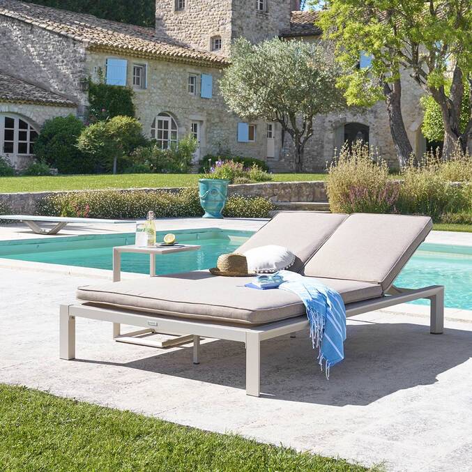 Lit de piscine double ÉVASION Argile & Beige