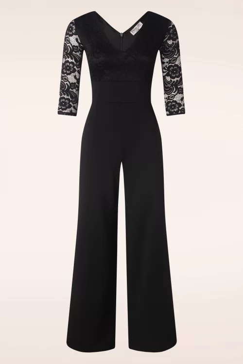 Vintage Chic for Topvintage Maribelle kanten jumpsuit in zwart
