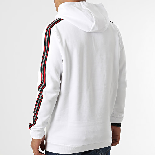 Sweat Capuche A Bandes Stefan Blanc Réfléchissant