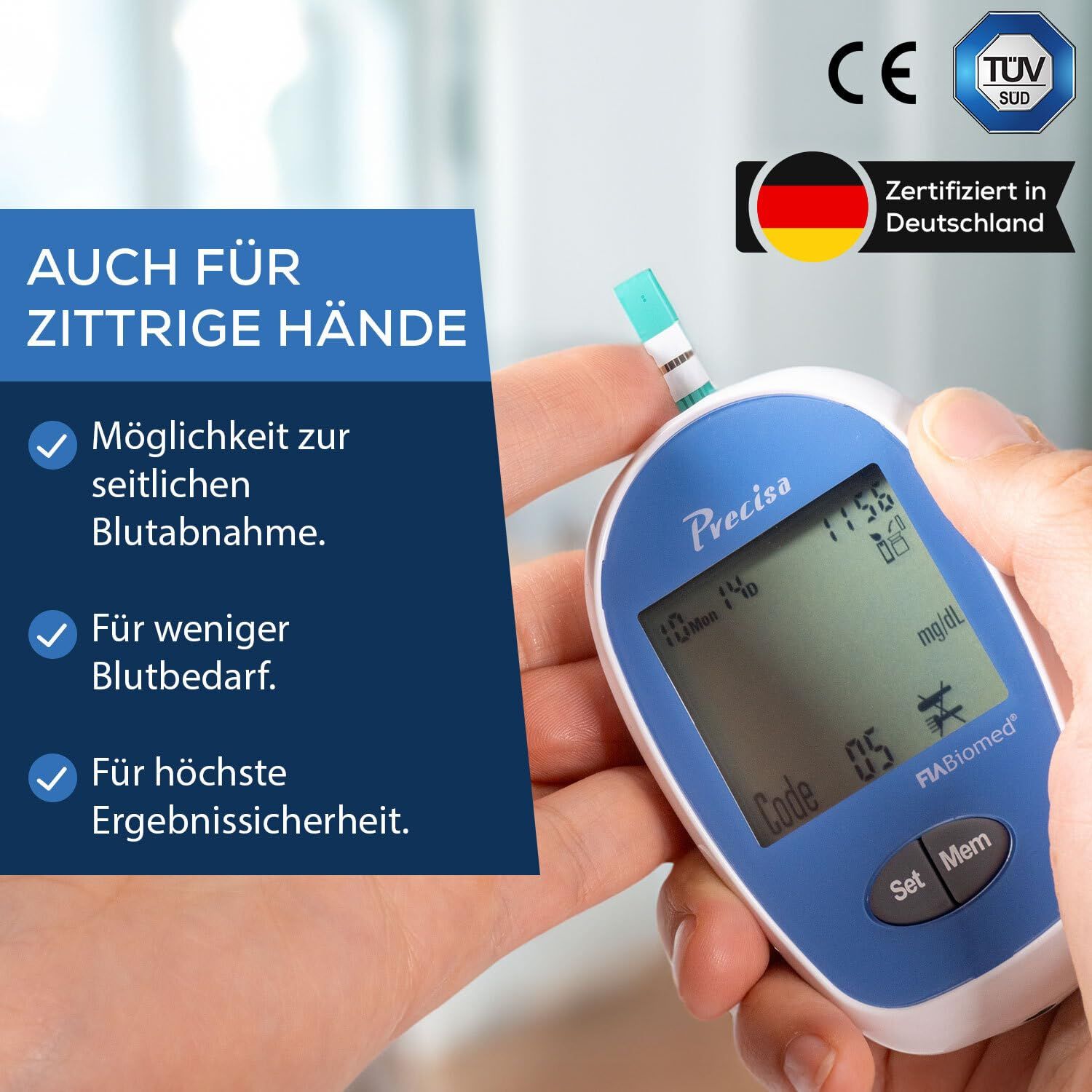 FIA Biomed Precisa Blutzuckermessgerät Set