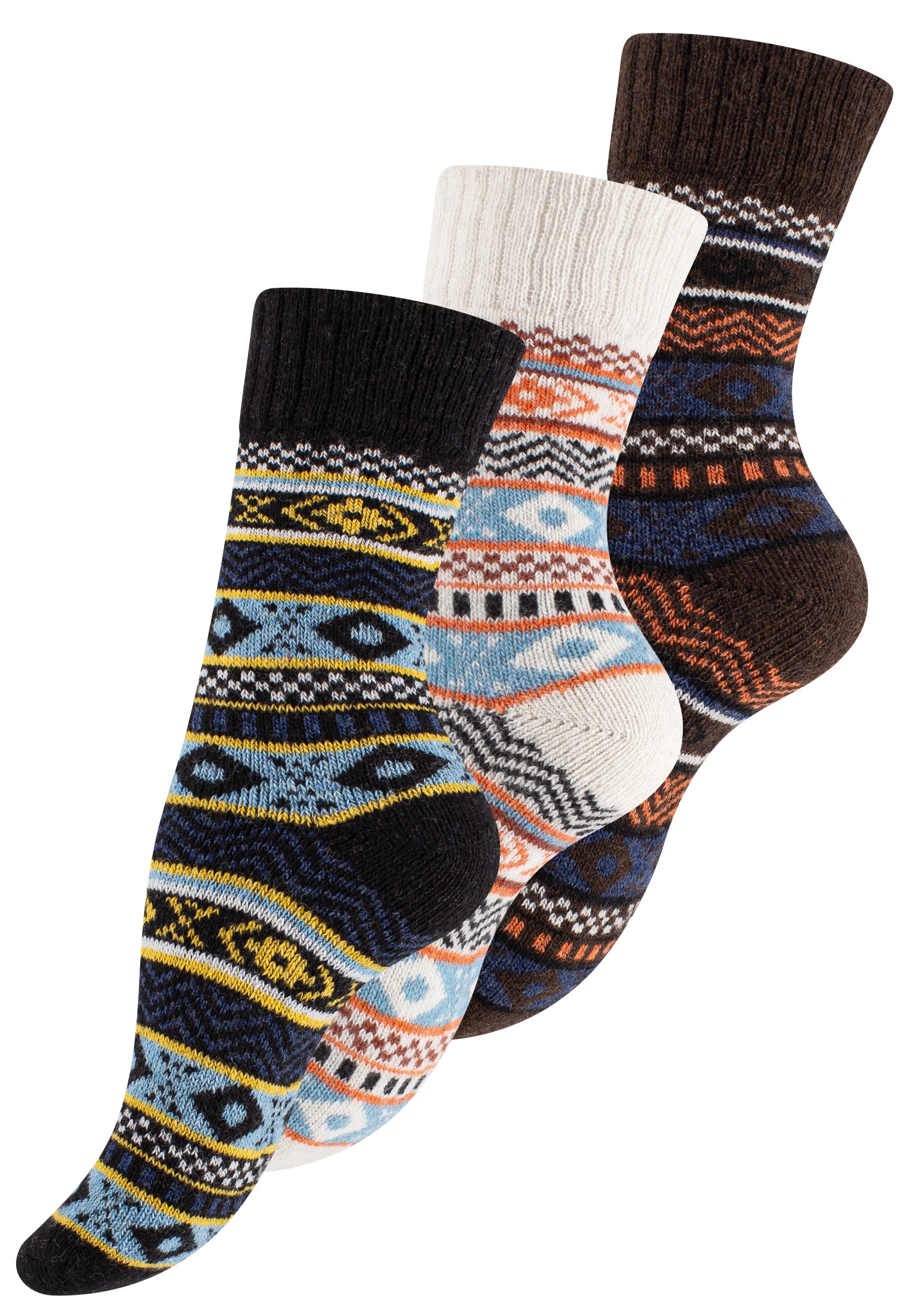 Vincent Creation® 3 Paar Bunte Norwegersocken Hygge Socken