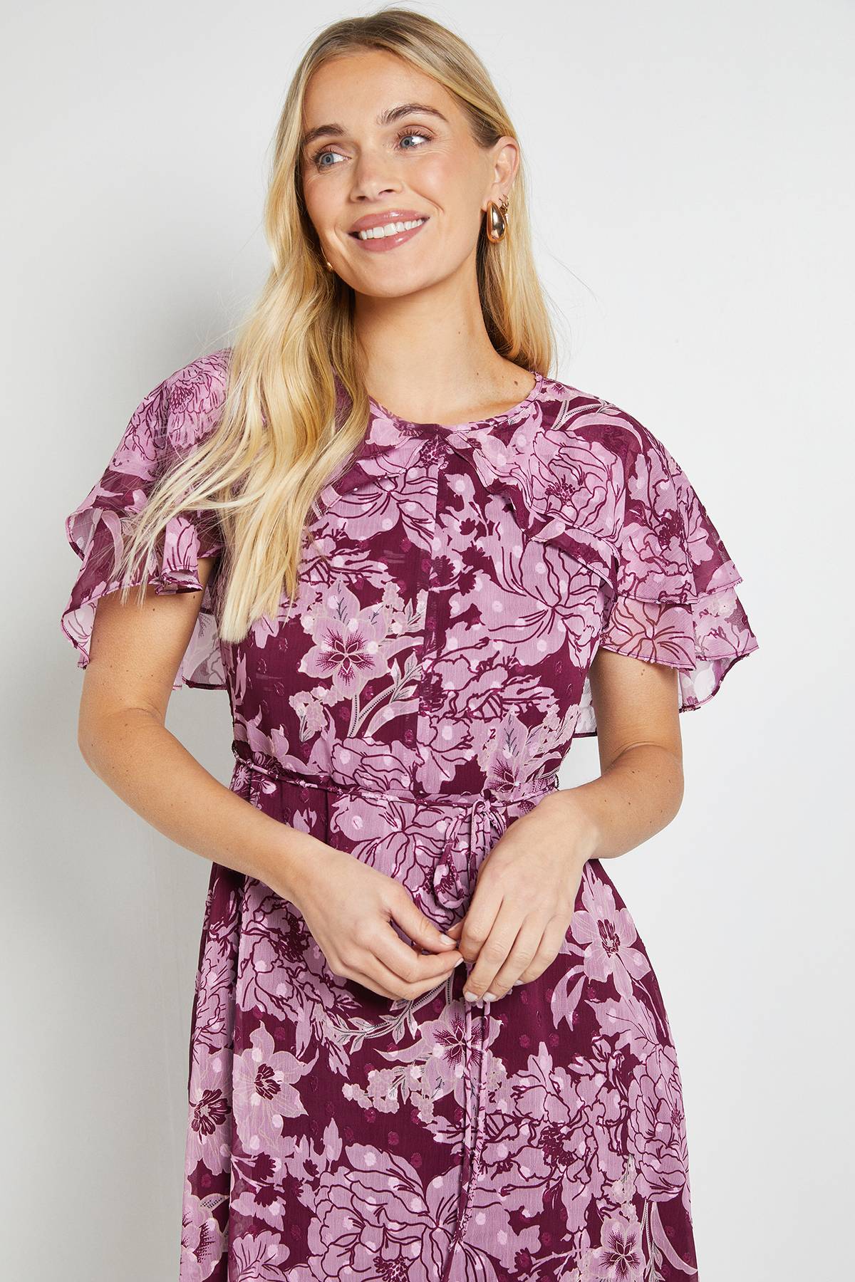 Wallis Robe Midi Cape À Imprimé Floral Dévoré Petite