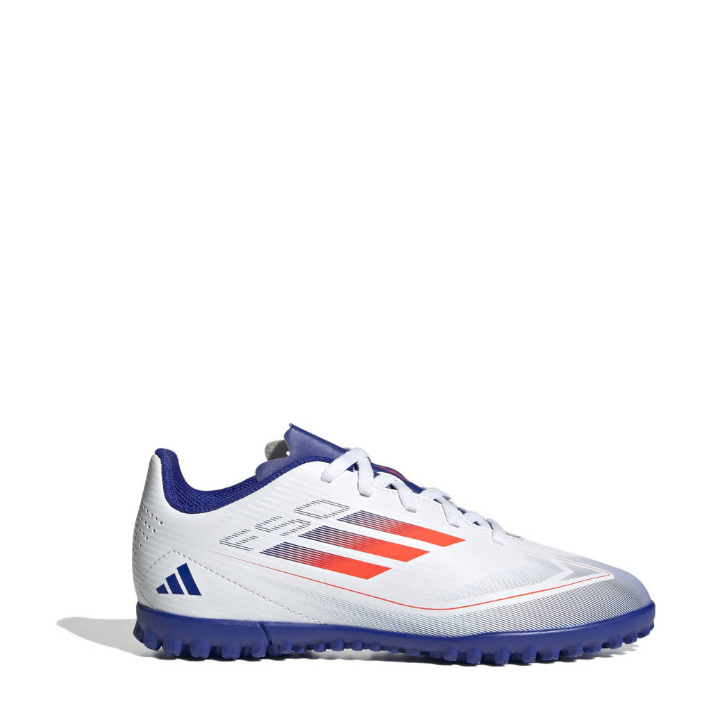 adidas F50 Club junior voetbalschoenen wit/rood/kobaltblauw