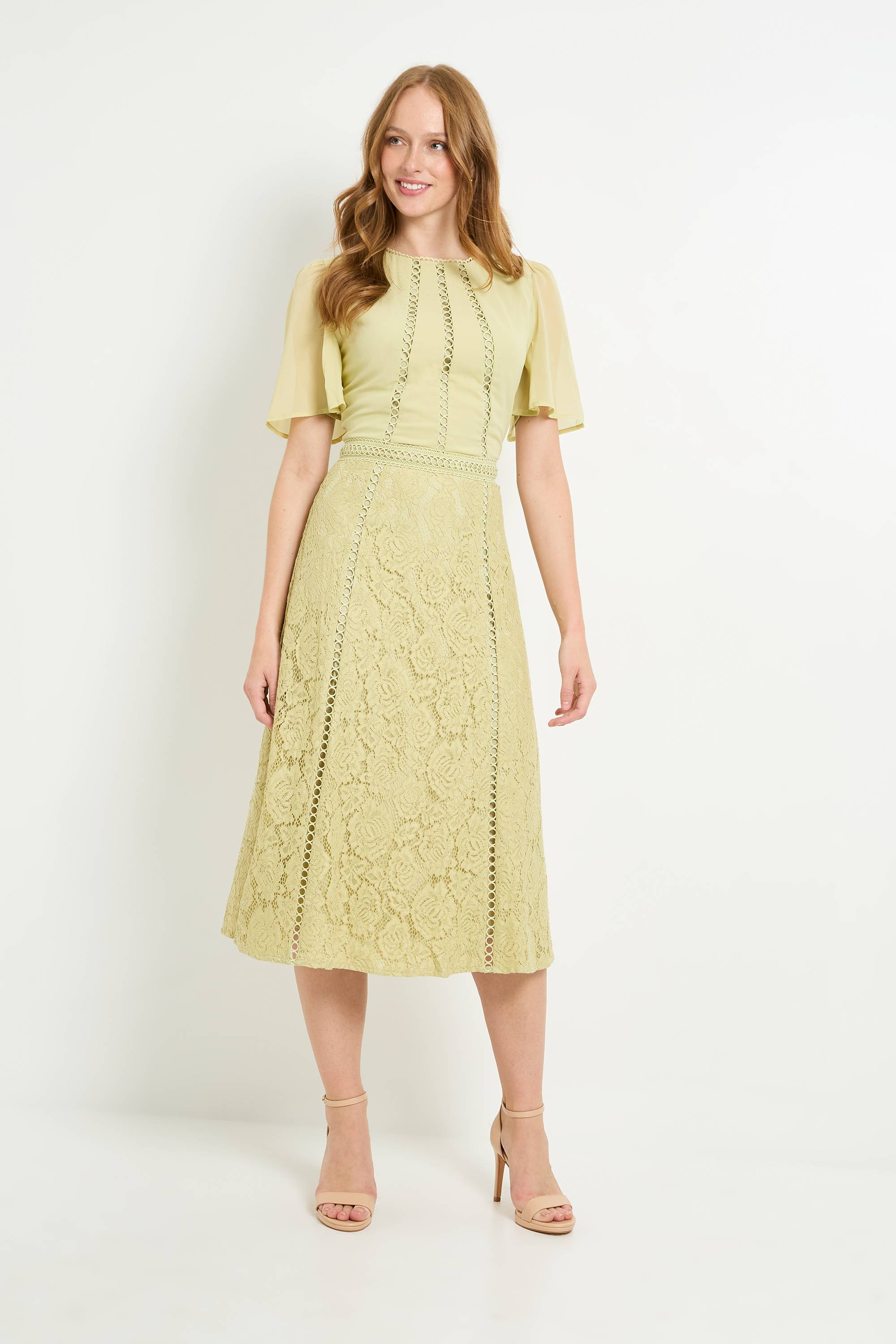 Wallis Robe Midi À Empiècement En Dentelle Dobby