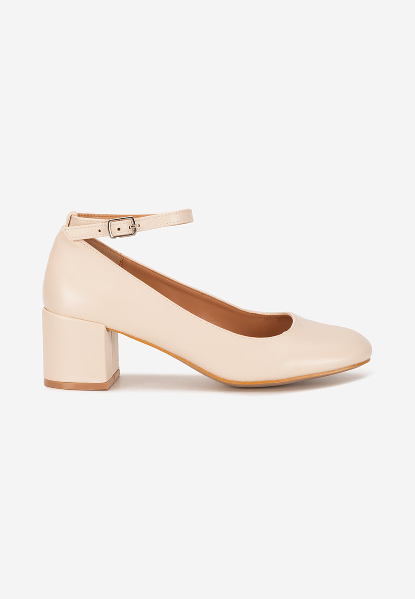 Chaussures à talon épais et bride beige Allisa