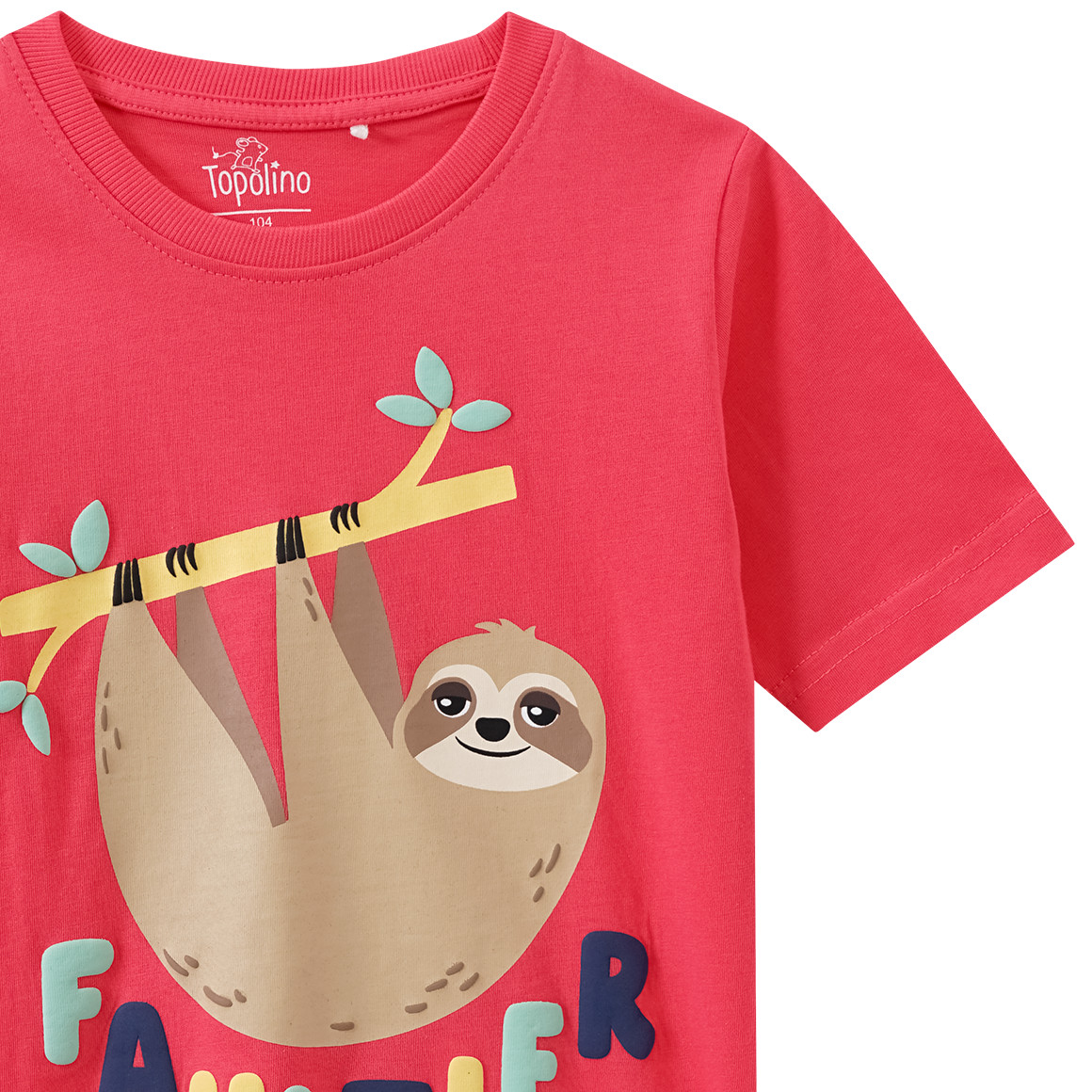 Topolino Kinder T-Shirt mit Faultier-Motiv rot