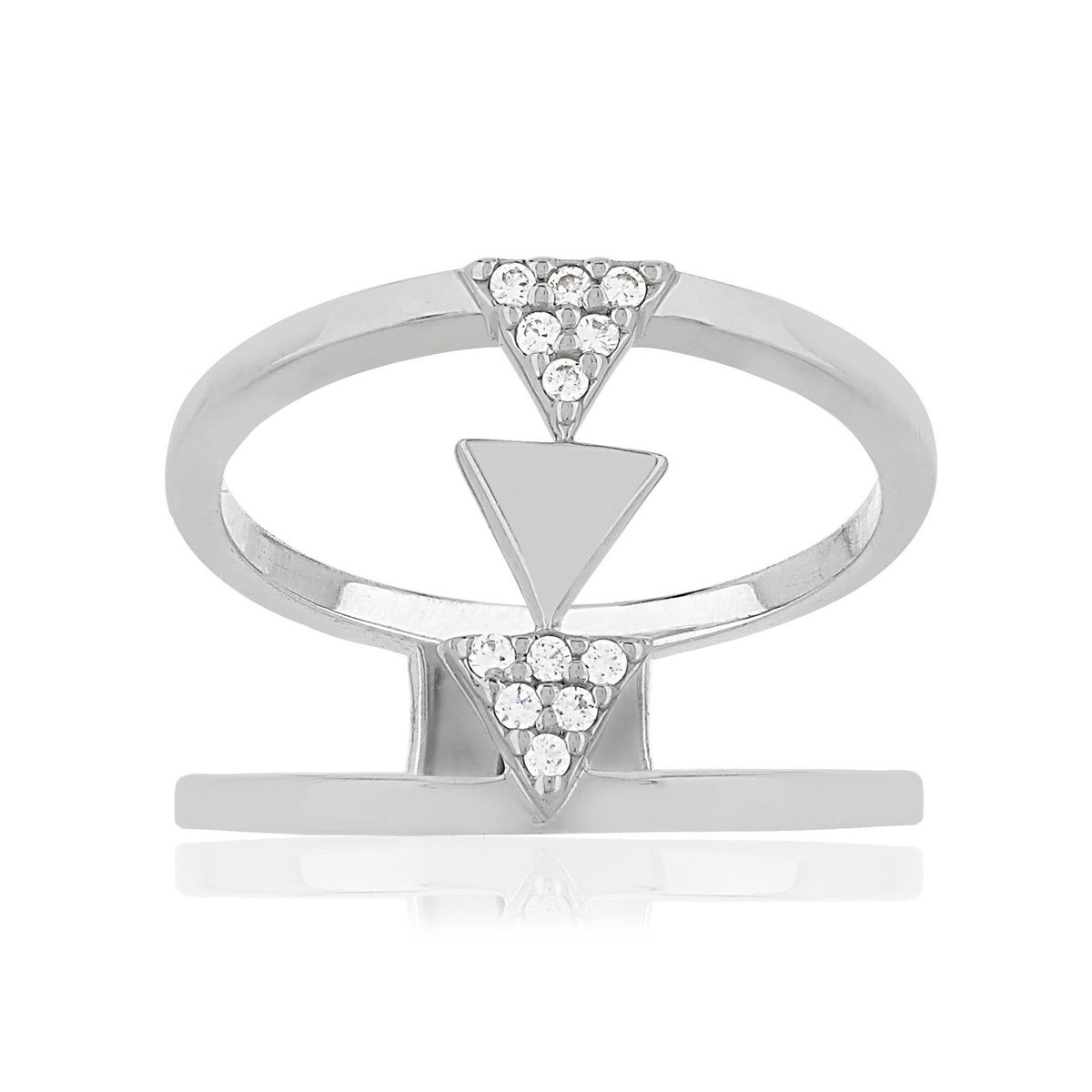 Bague argent 925 triangles zirconias
