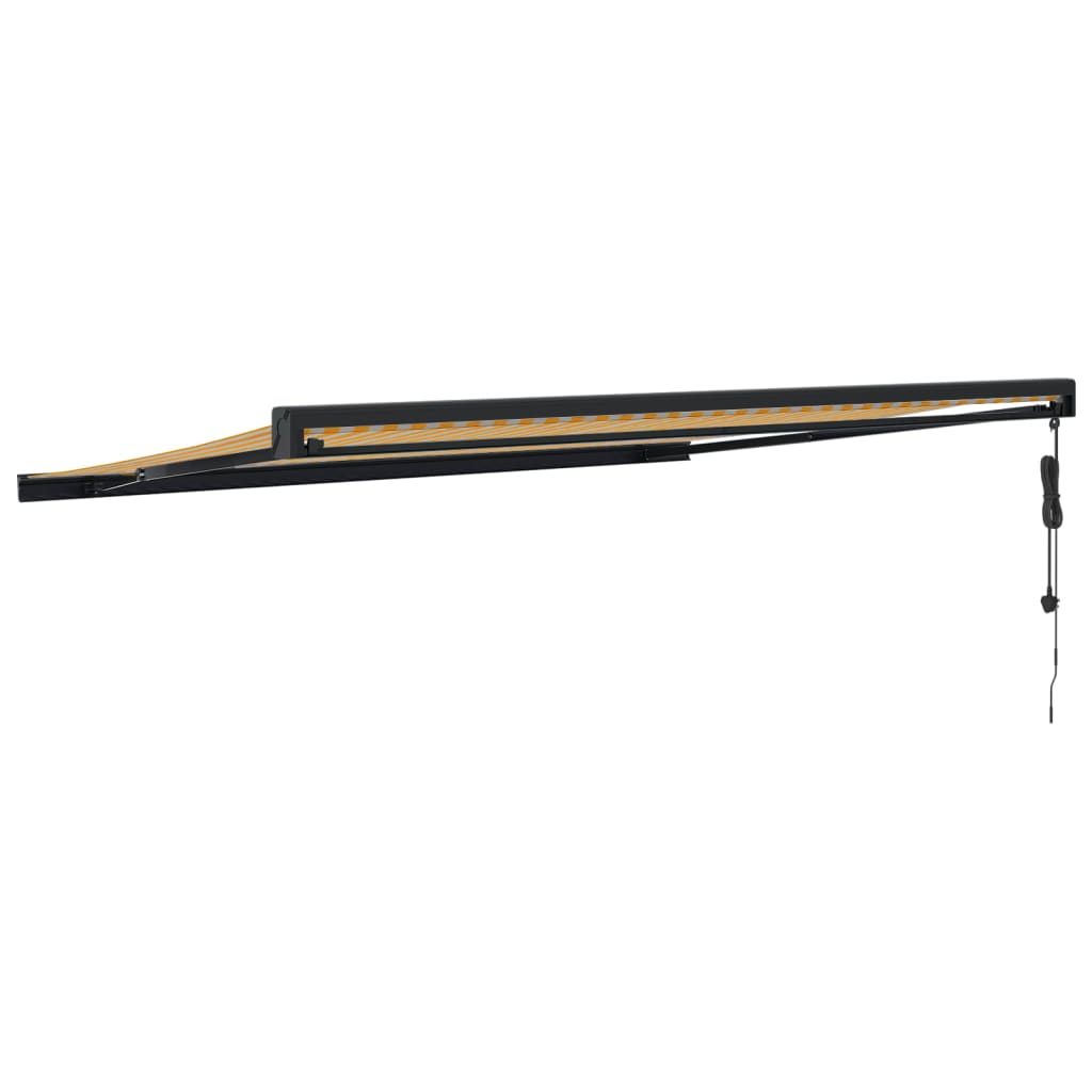 Auvent rétractable jaune et blanc 4,5x3 m tissu et aluminium
