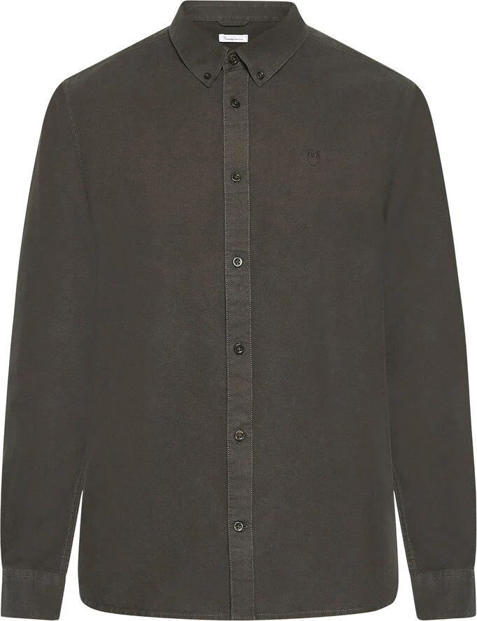Knowledge Cotton Apparel Harald Small owl oxford regular fit shirt - GOTS/Vegan Demitasse (brown)