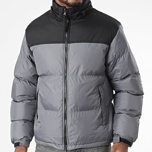 Doudoune Capuche Gris Noir