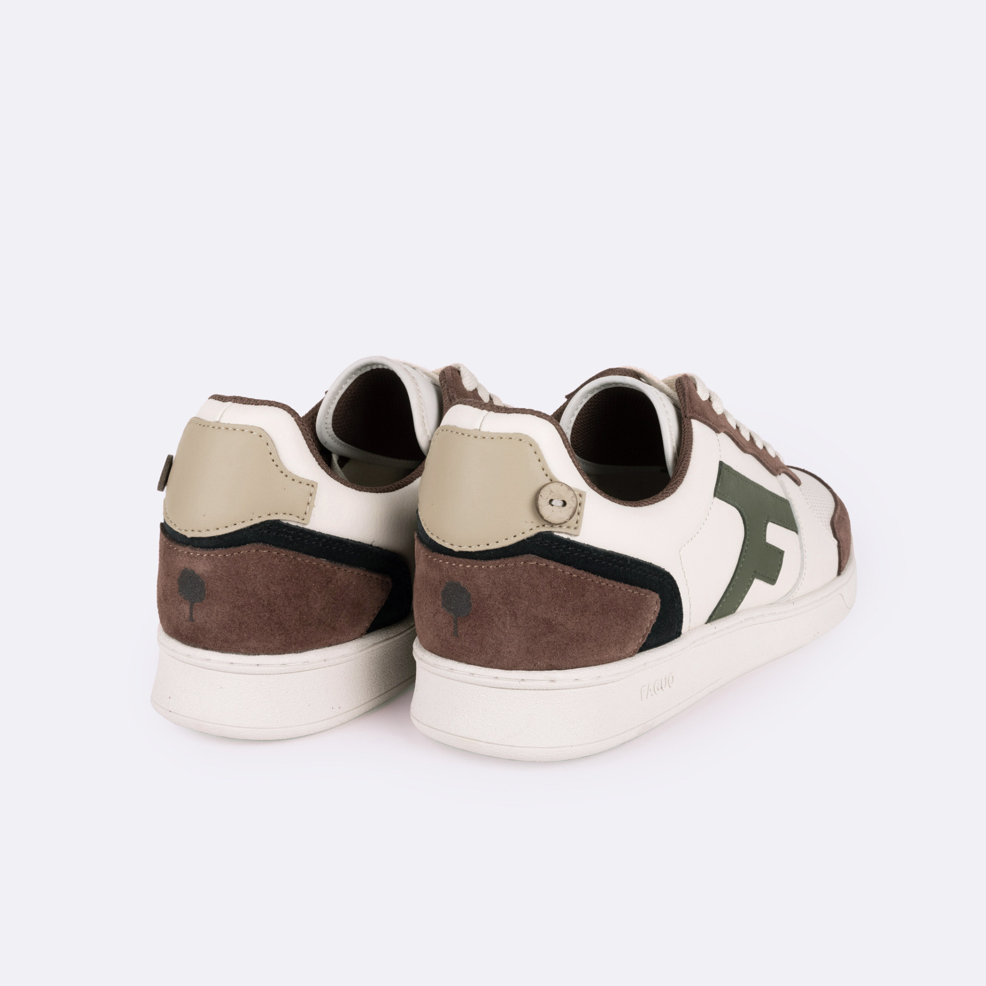 Baskets écrue & marron cuir suède - modèle Hazel