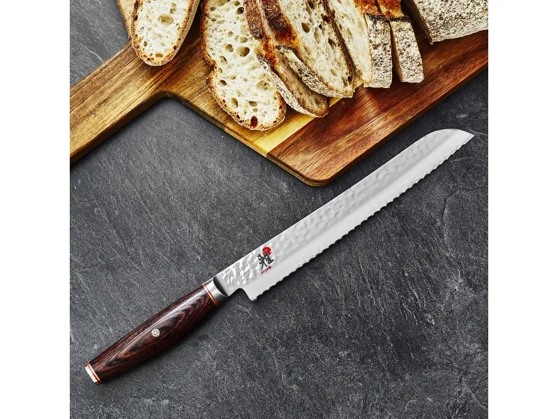 MIYABI brødkniv stål, 230 mm, sølv / brun, 42,5 x 7,6 x 2,9 cm