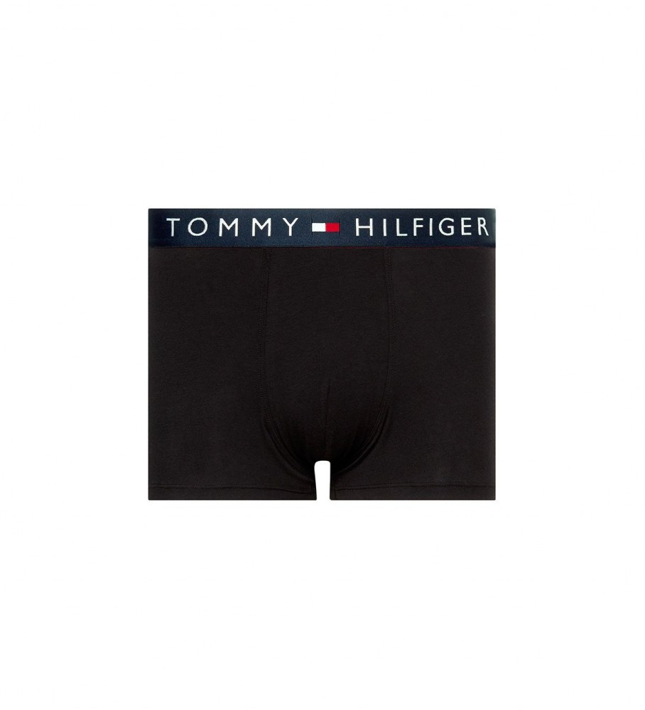Cuecas boxer Tommy Hilfiger, pacote com 5 unidades, estampa azul marinho.