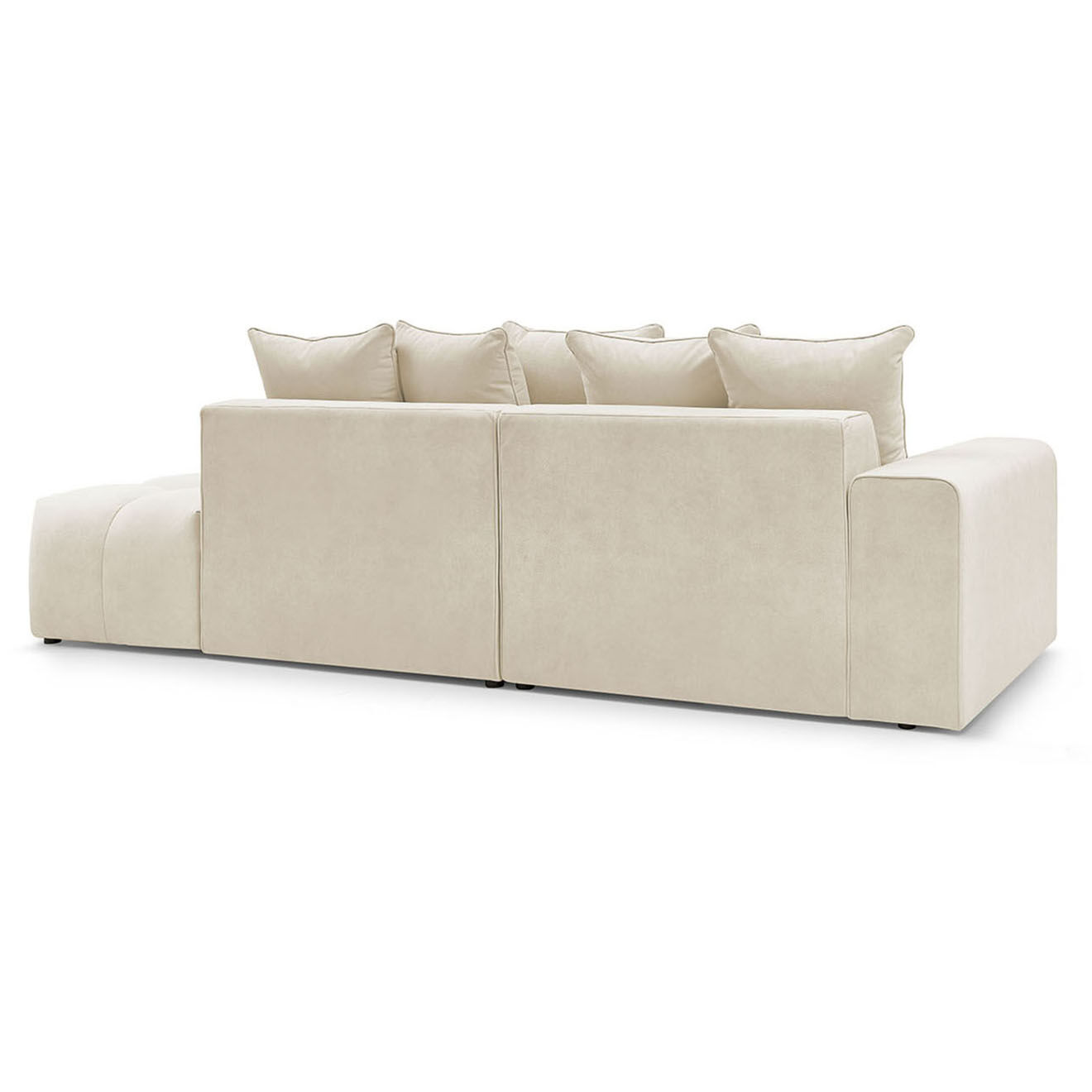 Bobochic Canapé d'angle fixe mont-blanc velours angle gauche beige - 313x176x97 cm