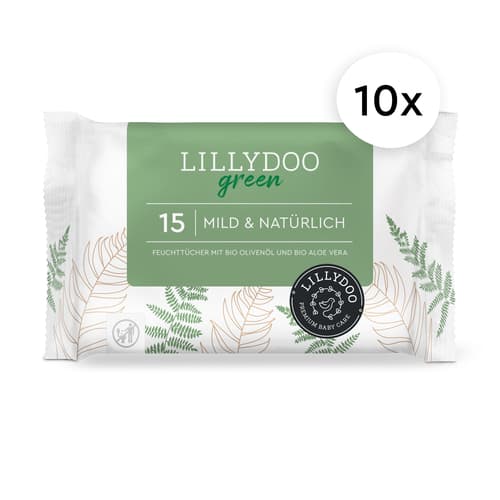 LILLYDOO green natürliche Feuchttücher, 10er Pack